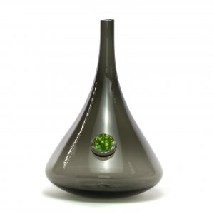 Vase en verre soufflé-Caroline Ouellette-Montréal-POUSSE avec pépins - gris