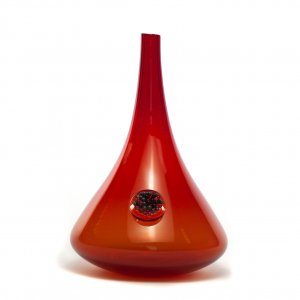 Vase en verre soufflé-Caroline Ouellette-Montréal-POUSSE avec pépins- rouge