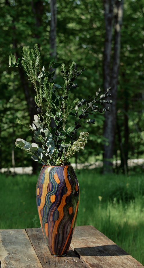 vase en verre soufflé PINCEAU 3 couleurs. Patrick Primeau / Studio Welmo