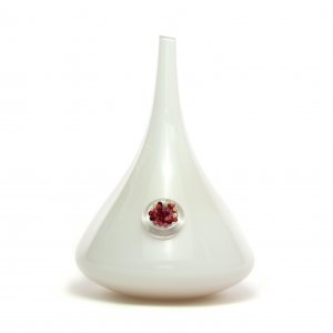 Vase en verre soufflé-Caroline Ouellette-Montréal-POUSSE avec pépins - blanc