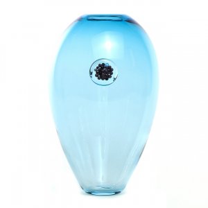 Vase en verre soufflé GRENADE aqua Caroline Ouellette