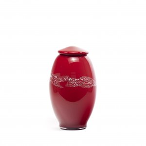 urne CONVEXE en verre soufflé rouge. Welmo